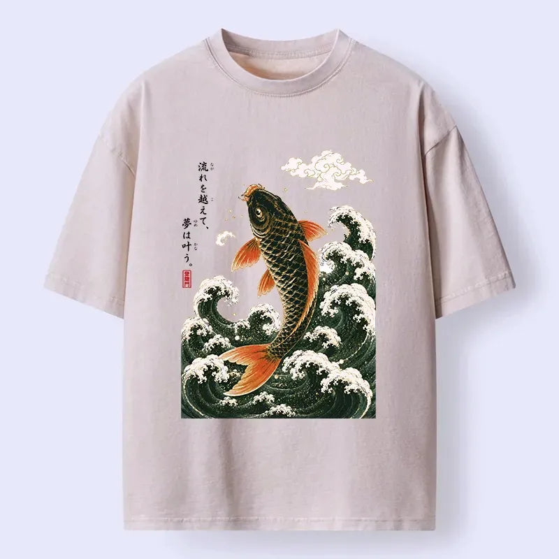 Japanese Koi Washed T-Shirt for Summer