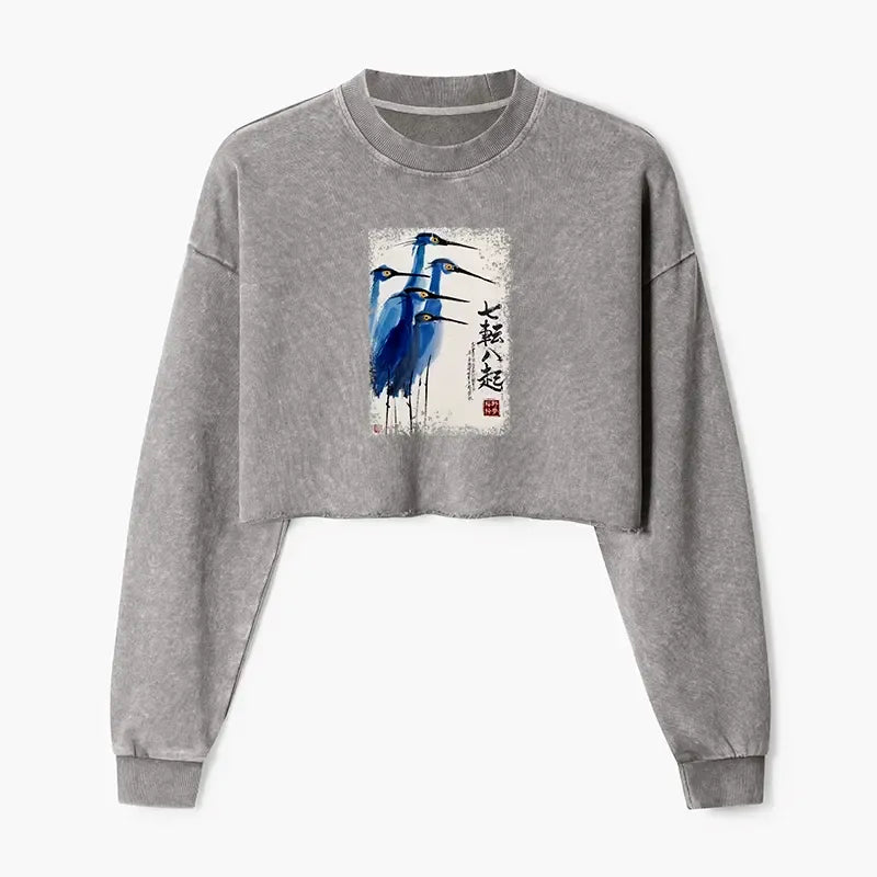 Washed Crop Sweatshirt for Women