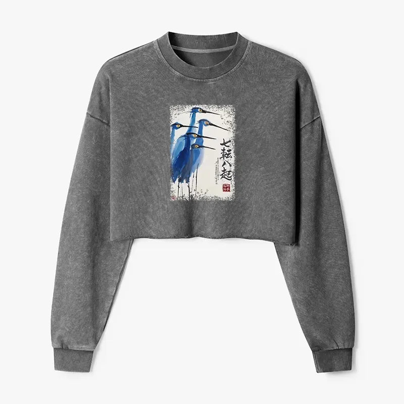 Washed Crop Sweatshirt for Women