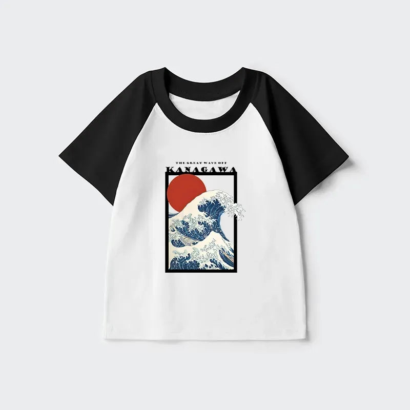Minimalist Japanese Waves Kids Tee