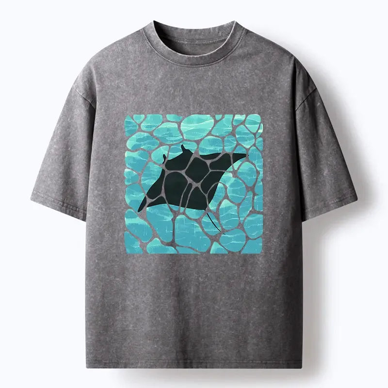 Kyoto-Lion Manta Ray Fish Washed T-Shirt