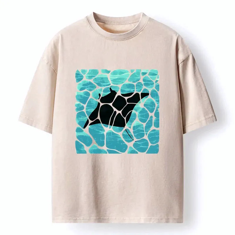 Kyoto-Lion Manta Ray Fish Washed T-Shirt