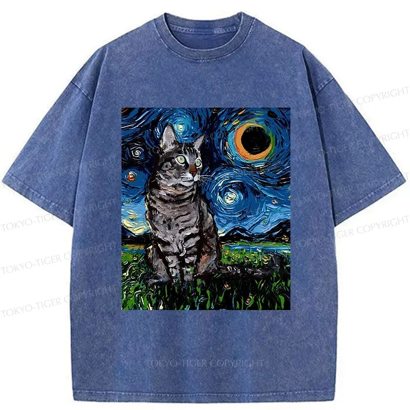Kyoto-Lion Cat On The Grass Washed T-Shirt