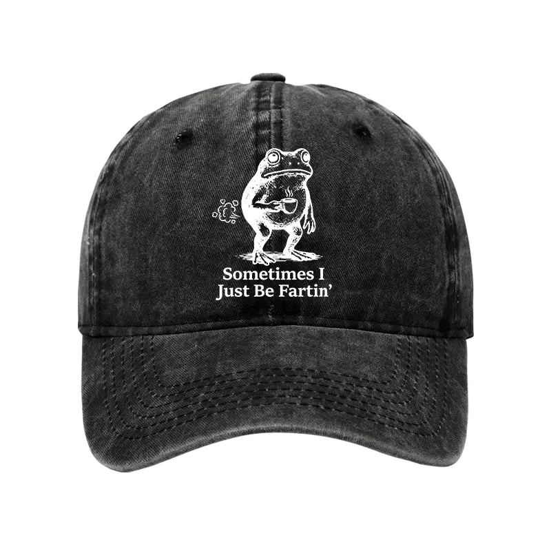 Kyoto-Lion Farting Frog Funny meme Washed Cap