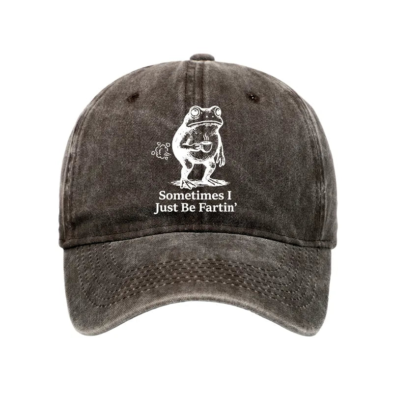 Kyoto-Lion Farting Frog Funny meme Washed Cap