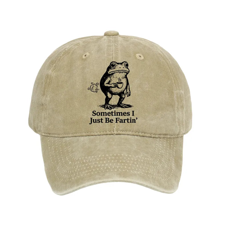 Kyoto-Lion Farting Frog Funny meme Washed Cap