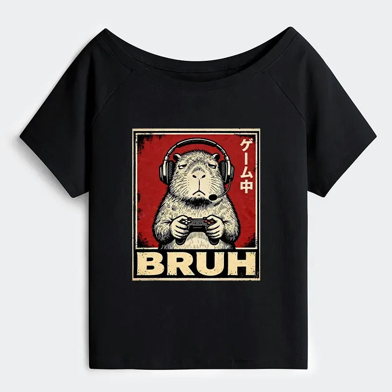 Funny Capybara Off Shoulder T-Shirt