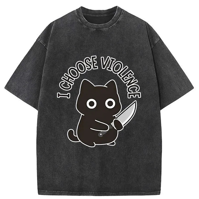Kyoto Black Cat T-Shirt for Streetwear