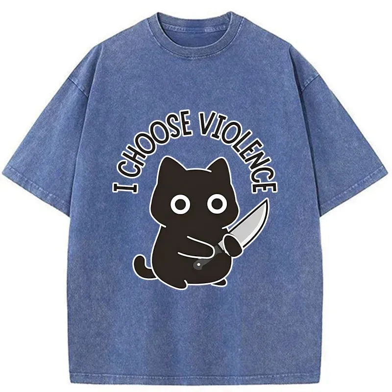 Kyoto-Lion Threat Of The Black Cat Washed T-Shirt