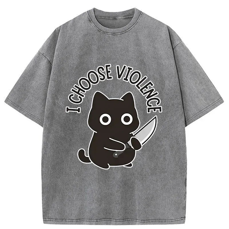 Kyoto-Lion Threat Of The Black Cat Washed T-Shirt