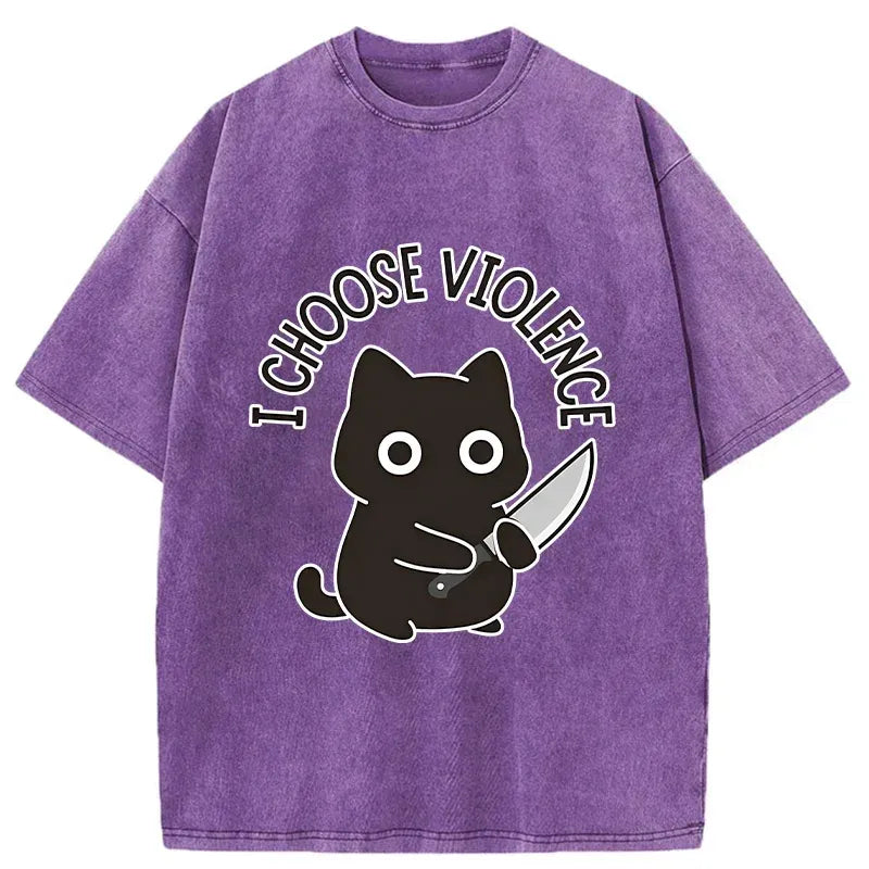 Kyoto-Lion Threat Of The Black Cat Washed T-Shirt