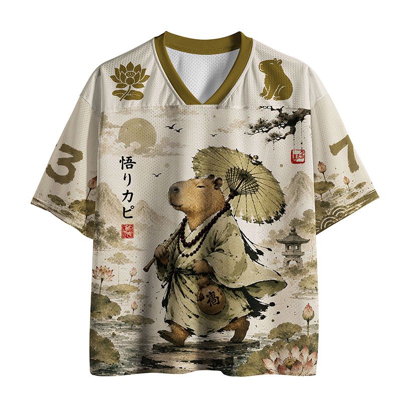 Kyoto-Lion Capybara Monk Funny Mesh Jersey