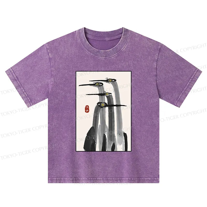 Japanese Crane Kids Washed T-Shirt