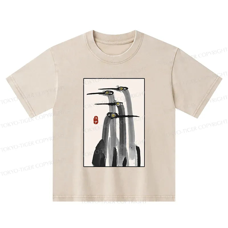 Japanese Crane Kids Washed T-Shirt