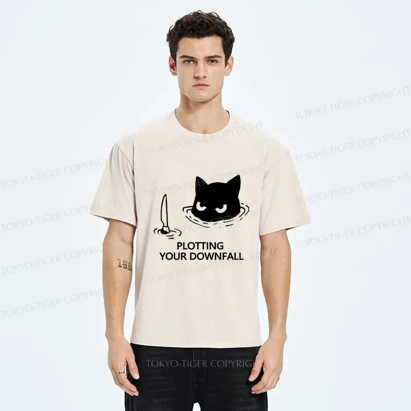 Kyoto-Lion Cat Planning Something Bad Washed T-Shirt