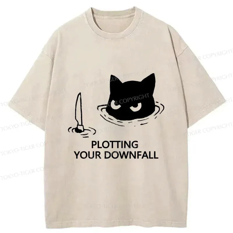 Kyoto-Lion Cat Planning Something Bad Washed T-Shirt