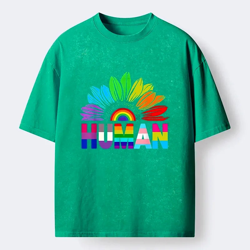 Kyoto-Lion Color Split Letters For Equal Humanity Washed T-Shirt