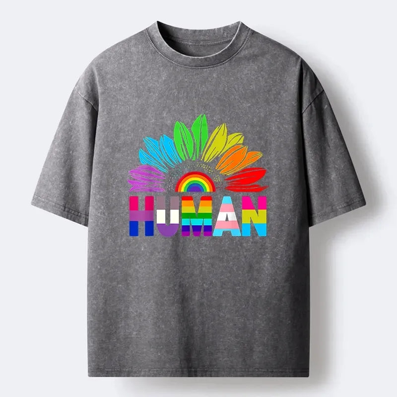 Kyoto-Lion Color Split Letters For Equal Humanity Washed T-Shirt