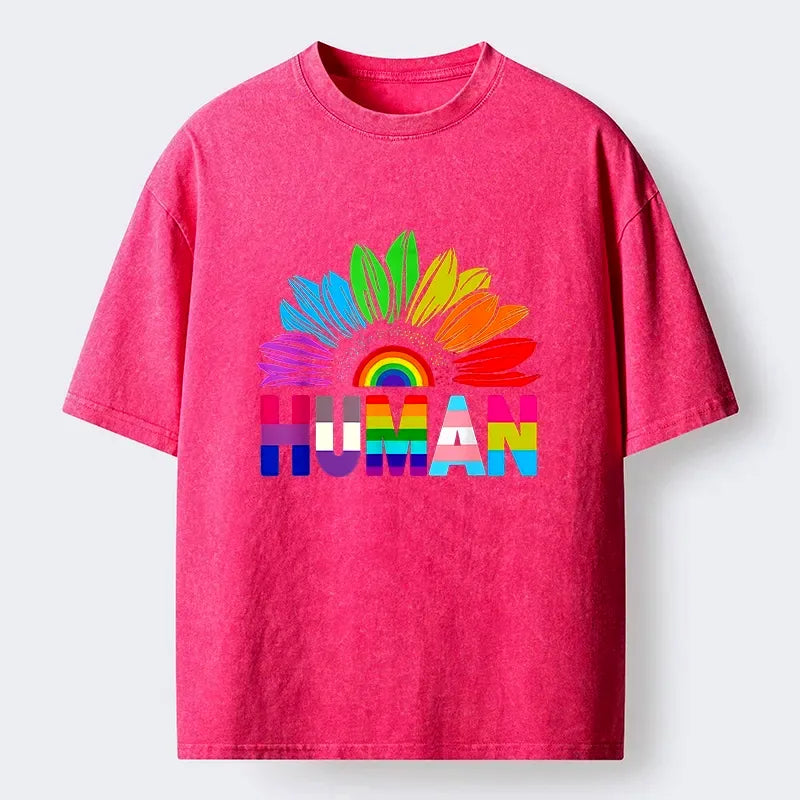 Kyoto-Lion Color Split Letters For Equal Humanity Washed T-Shirt