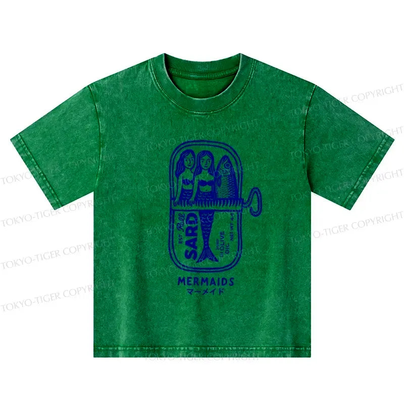 Kyoto-Lion Mermaid Can Kids Washed T-Shirt