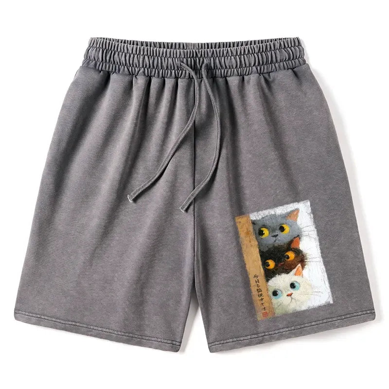 Kyoto Lion three cats shorts for casual wear