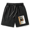 Japanese cute cats washed shorts on sale
