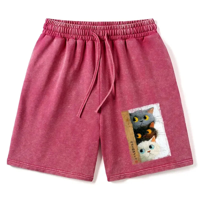 Kyoto-Lion Three Cute Cats Watch You Washed Shorts