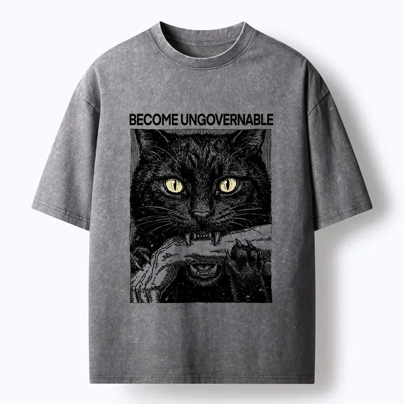 Black Cat Vintage T-Shirt Gift for Him