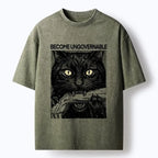 Kyoto-Lion Tough Black Cat Unstoppable Vibe Washed T-Shirt