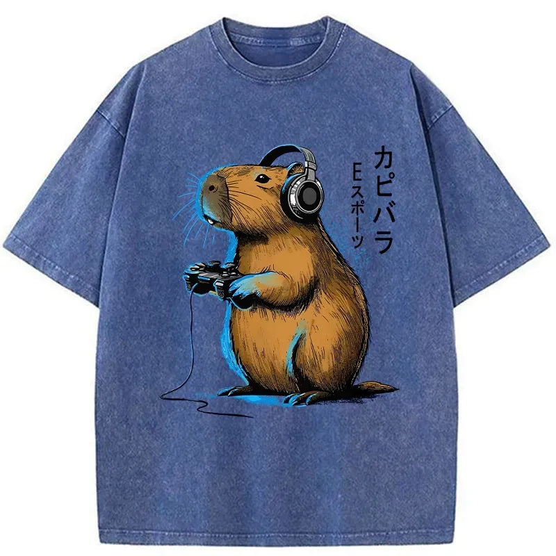 japanese capybara washed t-shirt