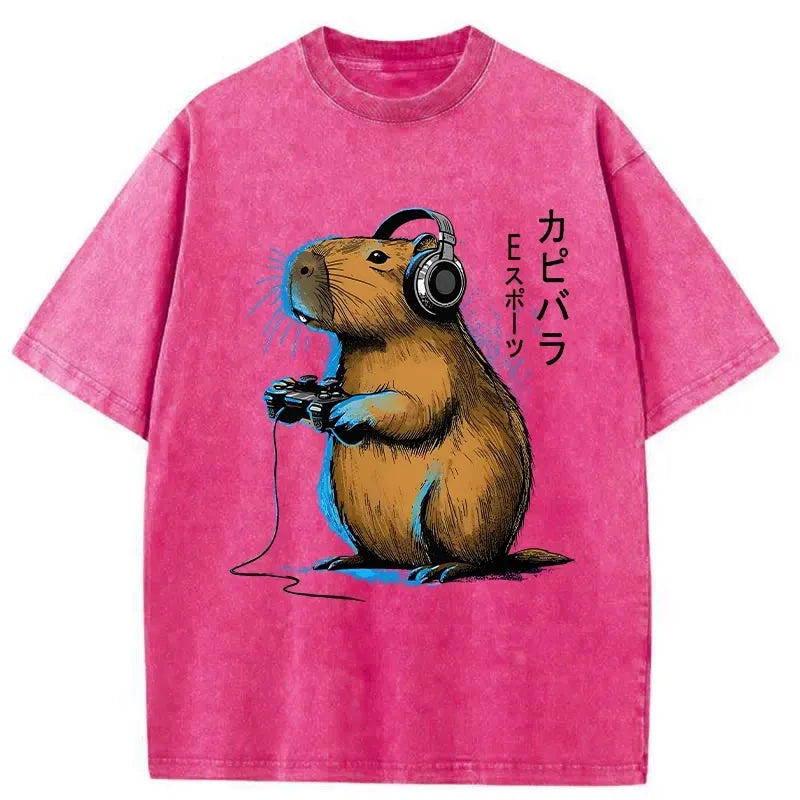 japanese capybara washed t-shirt