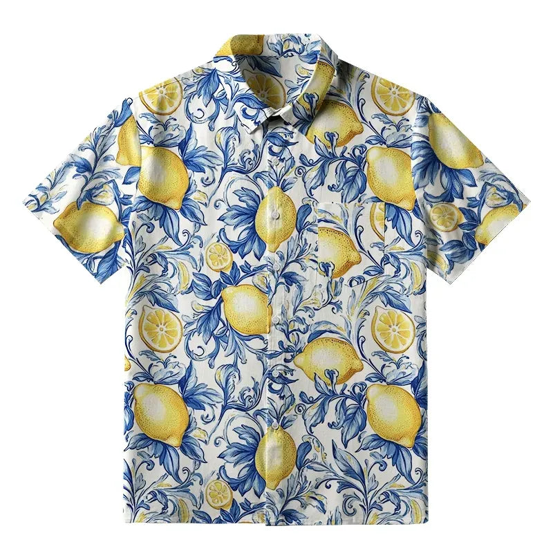Kyoto-Lion Fresh Lemon Button-up Shirt