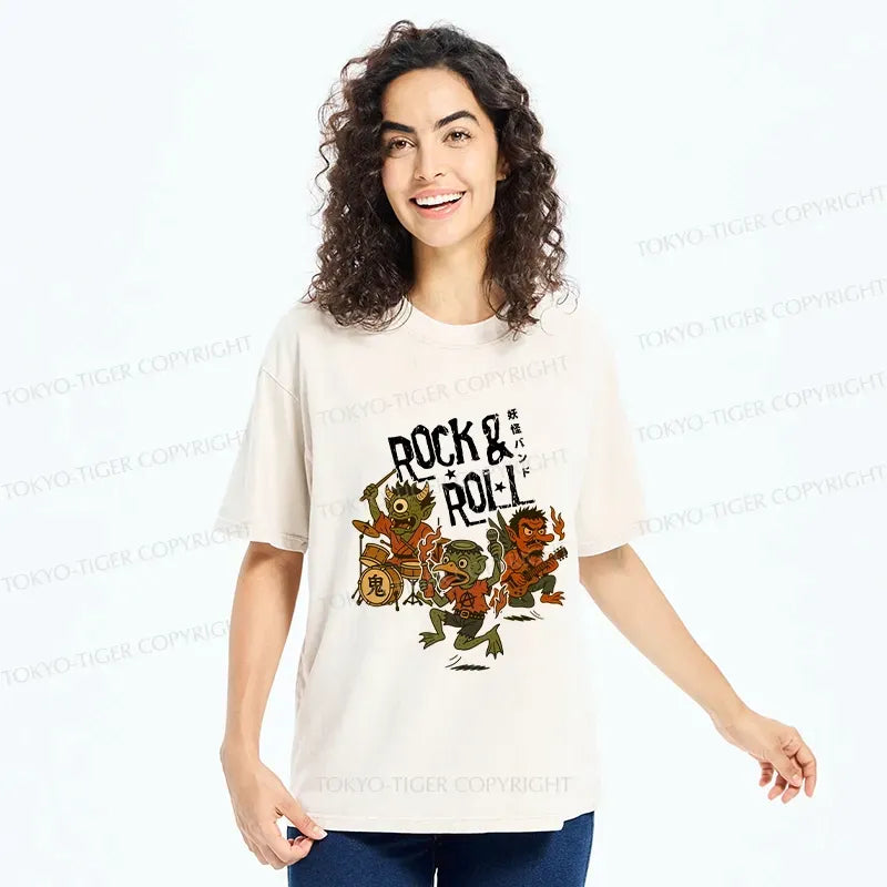Japanese Yokai Washed T-Shirt for Daily Wear