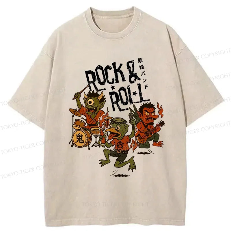 Japanese Yokai Washed T-Shirt for Daily Wear