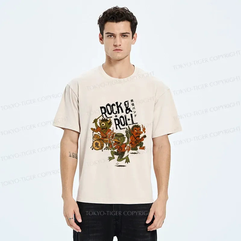 Japanese Yokai Washed T-Shirt for Daily Wear