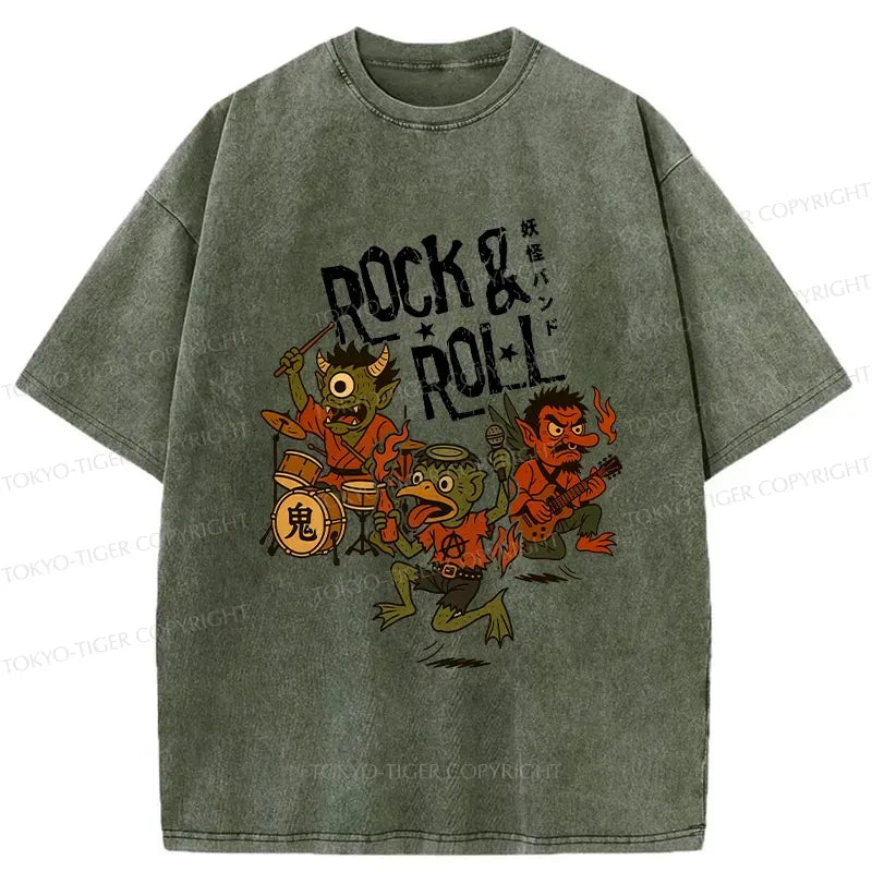 Japanese Yokai Washed T-Shirt for Daily Wear