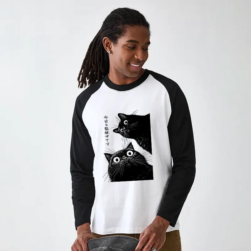 Vintage Kyoto Cat T-shirt for Casual Wear