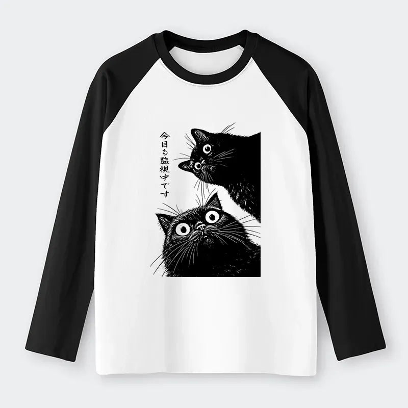 Japanese Cat Raglan Long Sleeve T-shirt