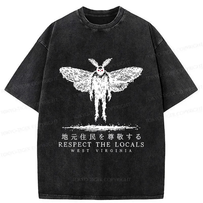 Japanese Mothman Washed T-Shirt for Daily Wear
