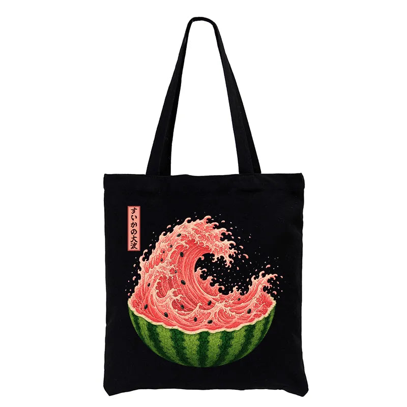 Kyoto-Lion Watermelon Wave Summer Ukiyo Art Tote Bag