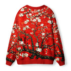 Kyoto-Lion Van Gogh Red Almond Blossom Ugly Cardigan Sweater