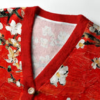 Kyoto-Lion Van Gogh Red Almond Blossom Ugly Cardigan Sweater