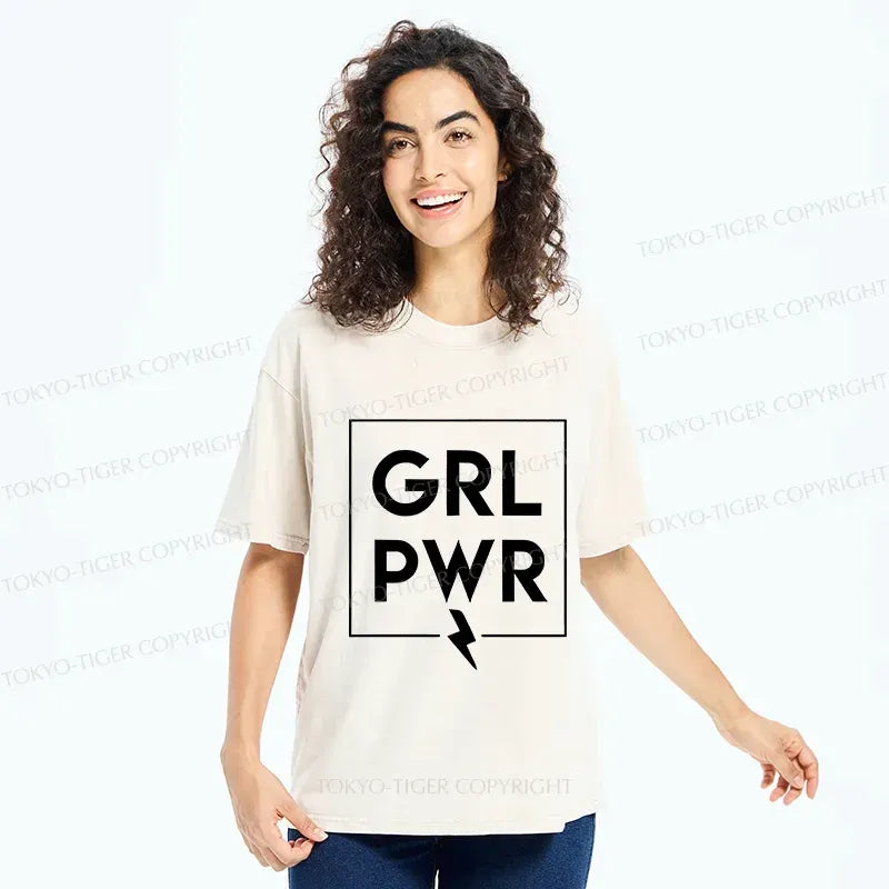 Kyoto-Lion Girl Power Washed T-Shirt