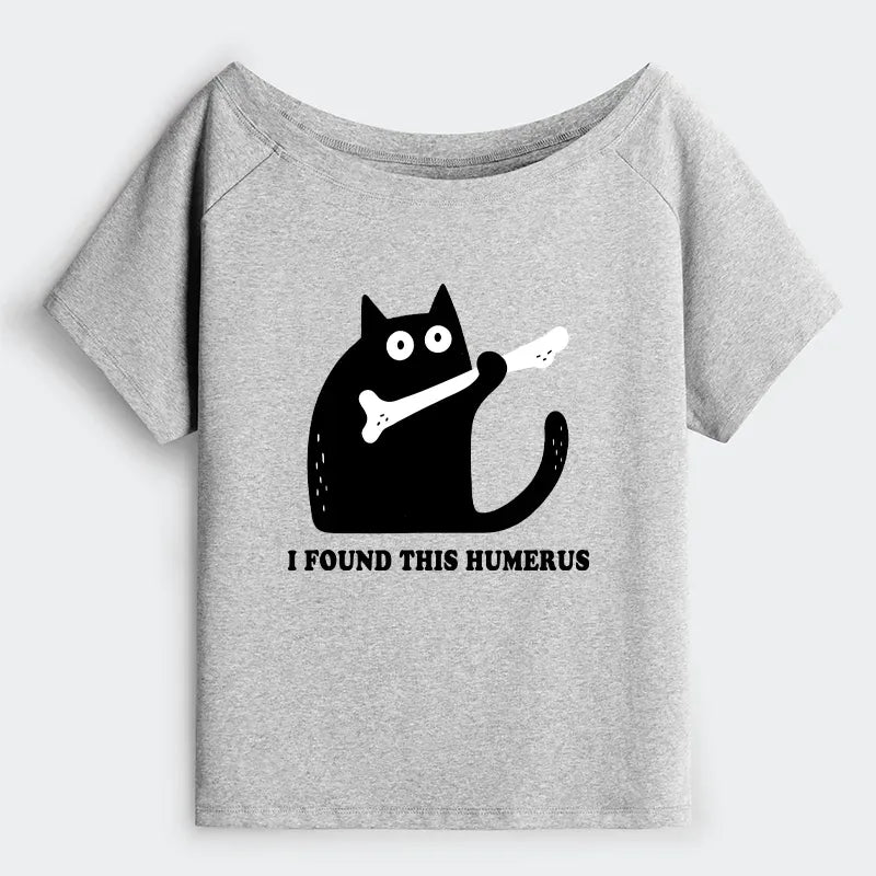 Kyoto-Lion Cat Found This Humerus Off Shoulder T-Shirt