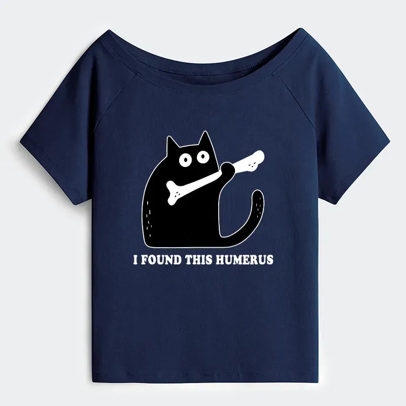 Kyoto-Lion Cat Found This Humerus Off Shoulder T-Shirt