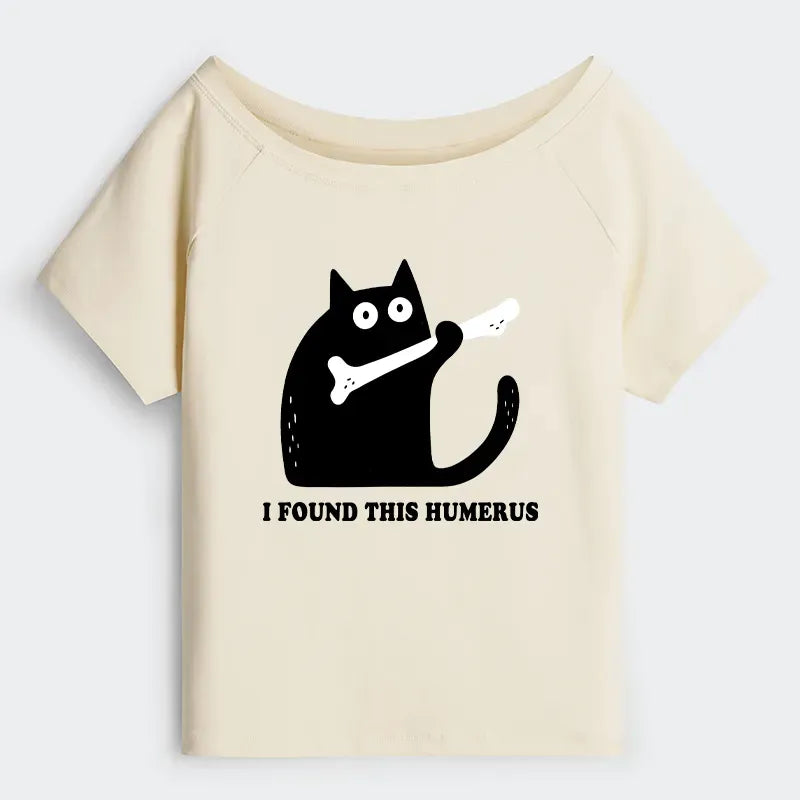 Kyoto-Lion Cat Found This Humerus Off Shoulder T-Shirt