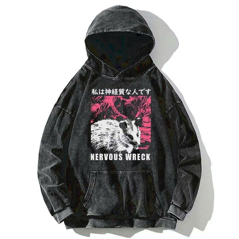kyoto lion nervous wreck washed hoodie gift idea