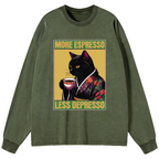 Kyoto-Lion Up Caffeine Down Depression Washed Long Sleeve T-Shirt