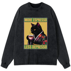 Kyoto-Lion Up Caffeine Down Depression Washed Long Sleeve T-Shirt