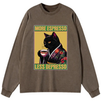 Kyoto-Lion Up Caffeine Down Depression Washed Long Sleeve T-Shirt